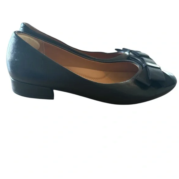 Gentle Souls Black Leather Bow Ballet Flats Size 6.5 - Picture 4 of 9